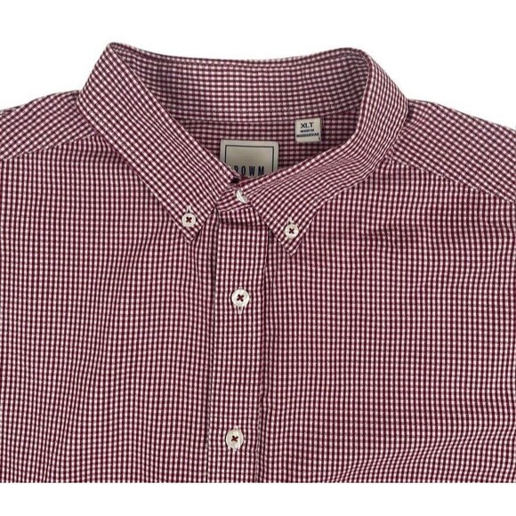 ROWM Red Dot Gingham Check LS Button Down Shirt Office Western Career XLT - Picture 2 of 11